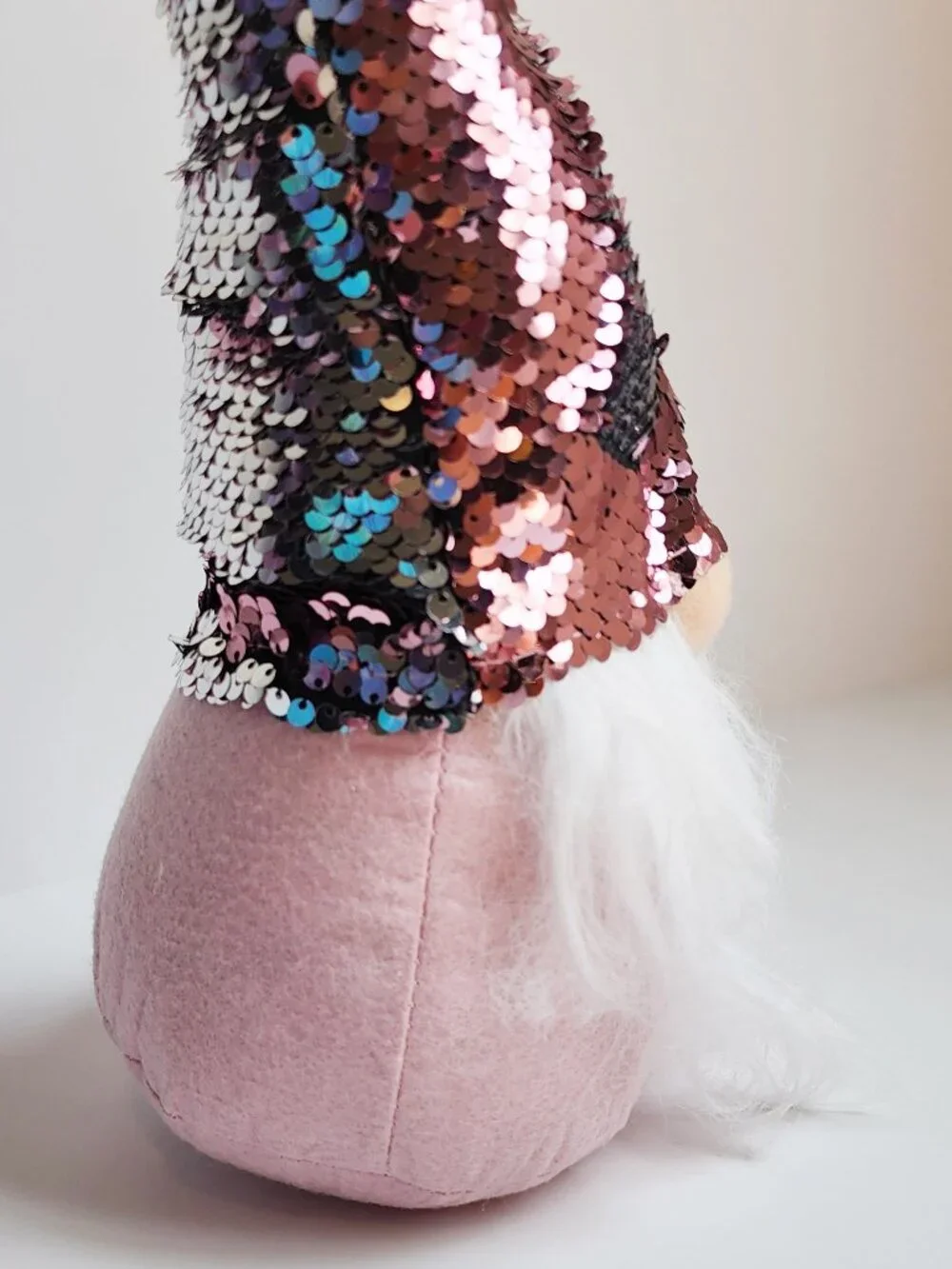 Plush Reversible Sequin Hat Gnome Pink Silver Flip Sequins Christmas Decor 15